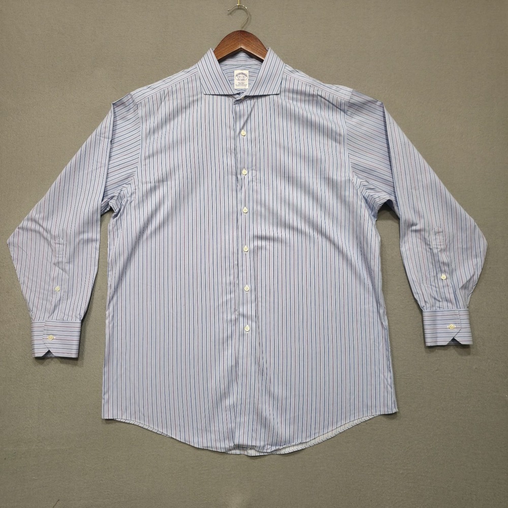 Brooks Brothers Men's Blue Stripe Long Sleeve Non-Iron Dress Shirt Size 16.5-34‎